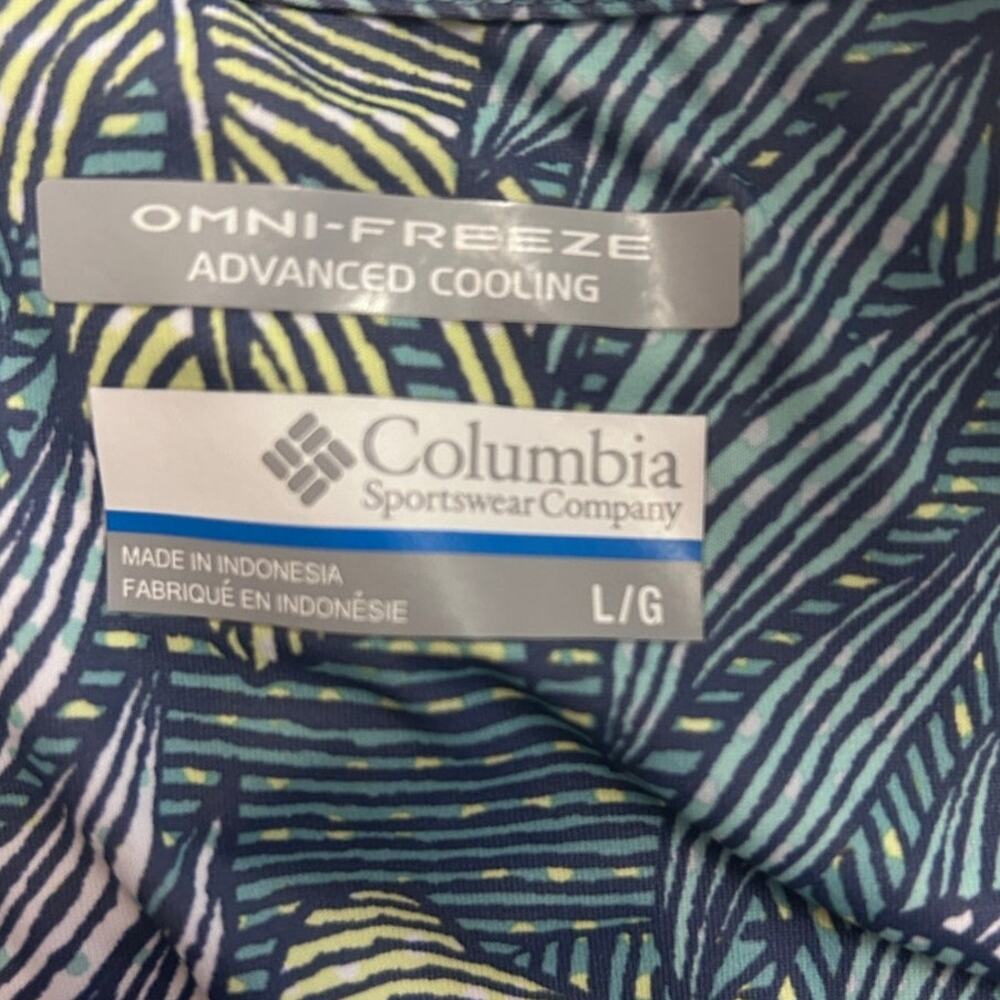 Columbia Omni-Freeze Cooling Dress L Tropical Leaf Sleeveless Stretch Travel